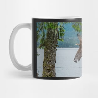 Flying Bald Eagle with a fish Mug